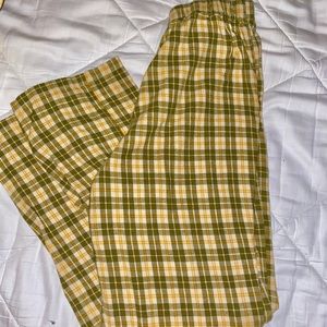 brandy melville tilden pants green/yellow plaid